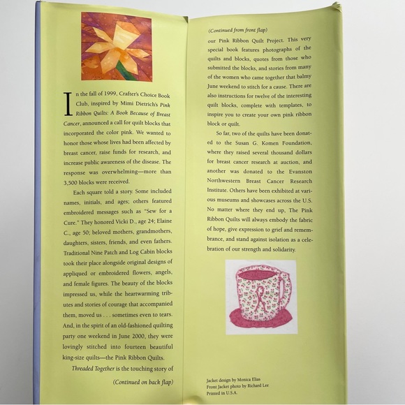 Threaded Together: The Pink Ribbon Quilt Project Hardcover Book 2008 - Picture 3 of 16